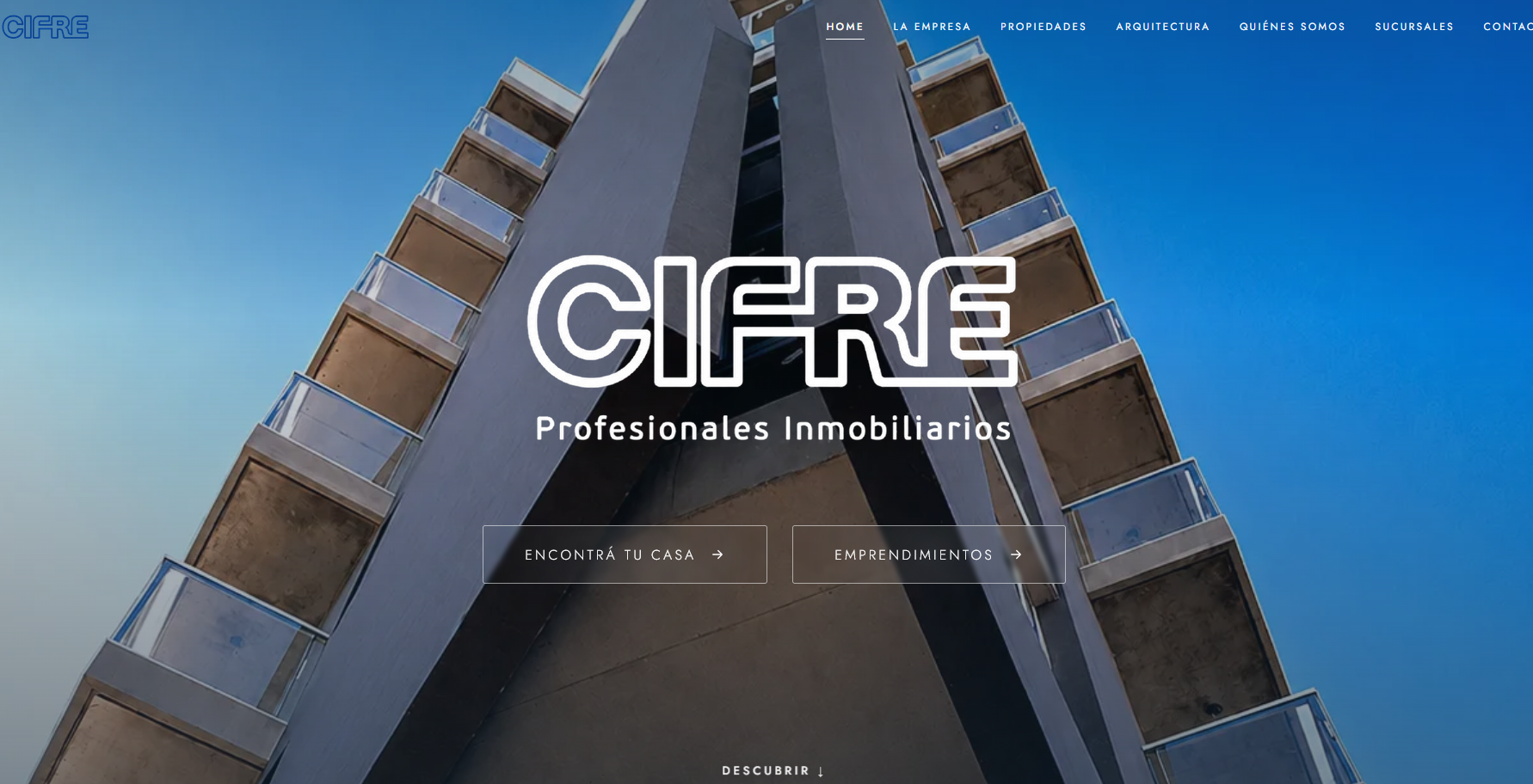 Captura del sitio web de Cifre